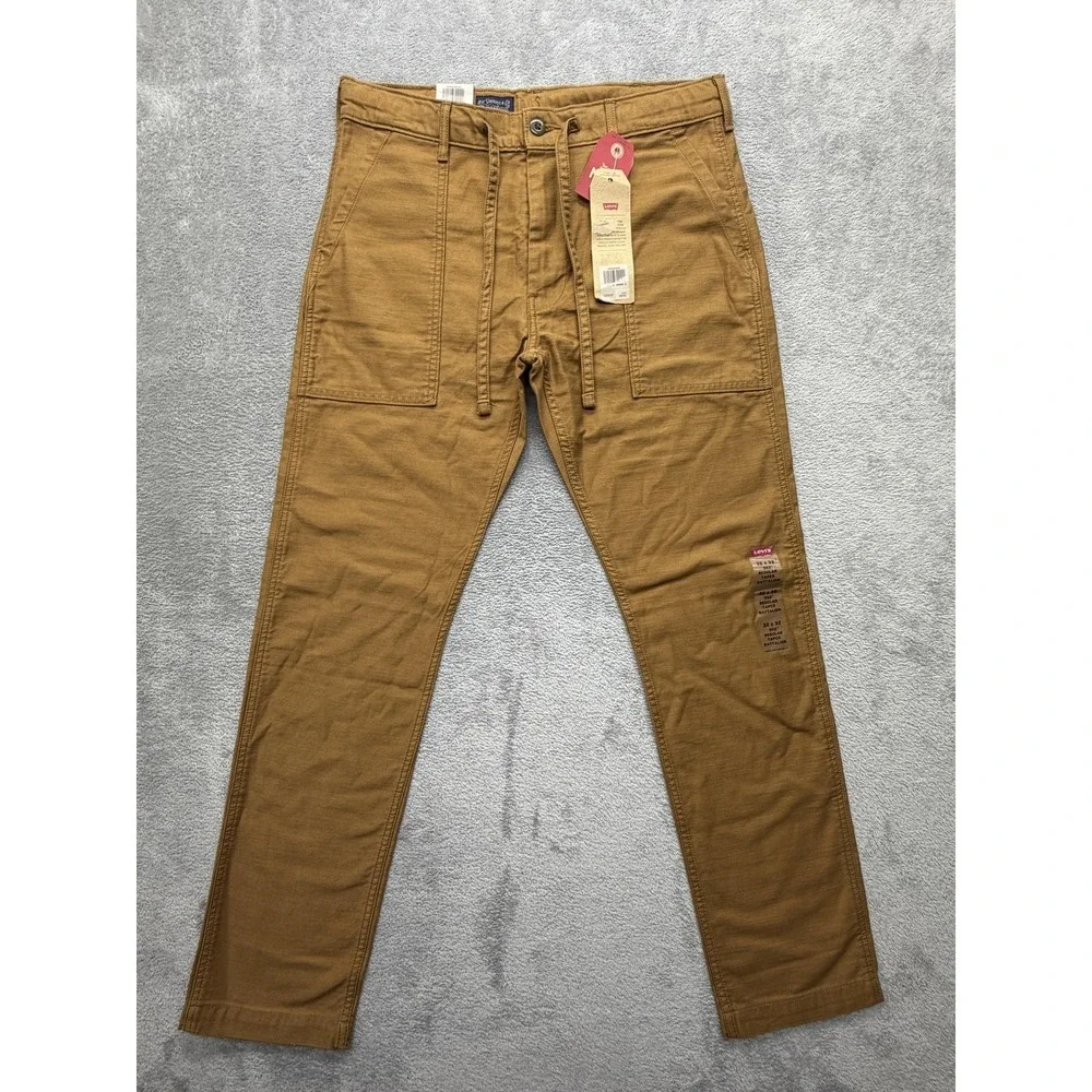 Levi's 502‎ Battalion Pants Mens Measured 33x31 Brown Chino Regular Fit Canvas